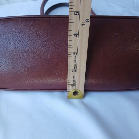 Dillards Woven Insert Brown Leather Bag Satchel Purse Vintage 90s Y2K - Picture 12 of 13